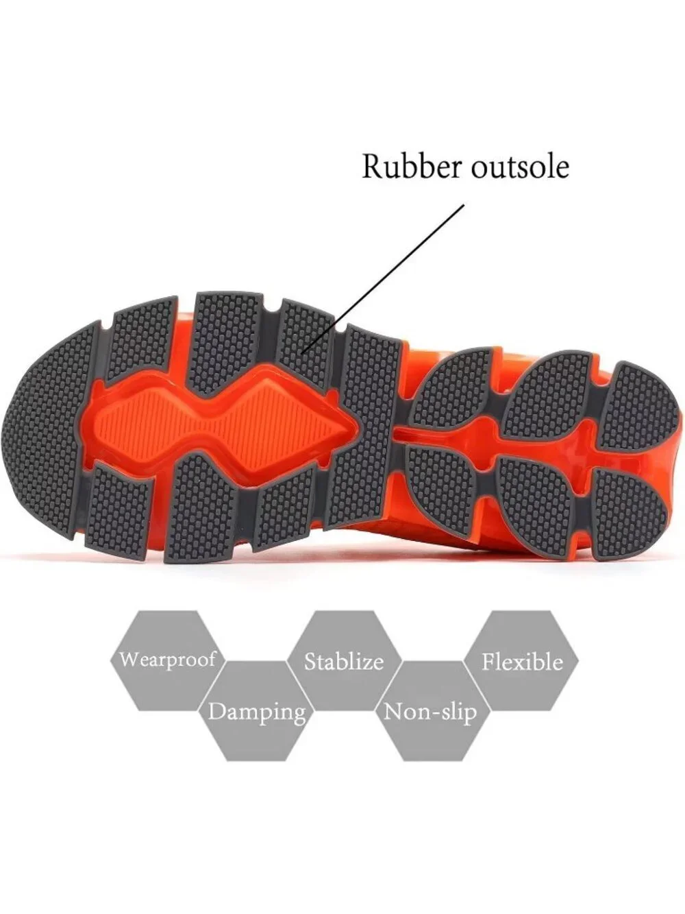 Women's Orange Blade Mesh Comfort Non Slip Athletic Slip on Soft Sneaker Shoes